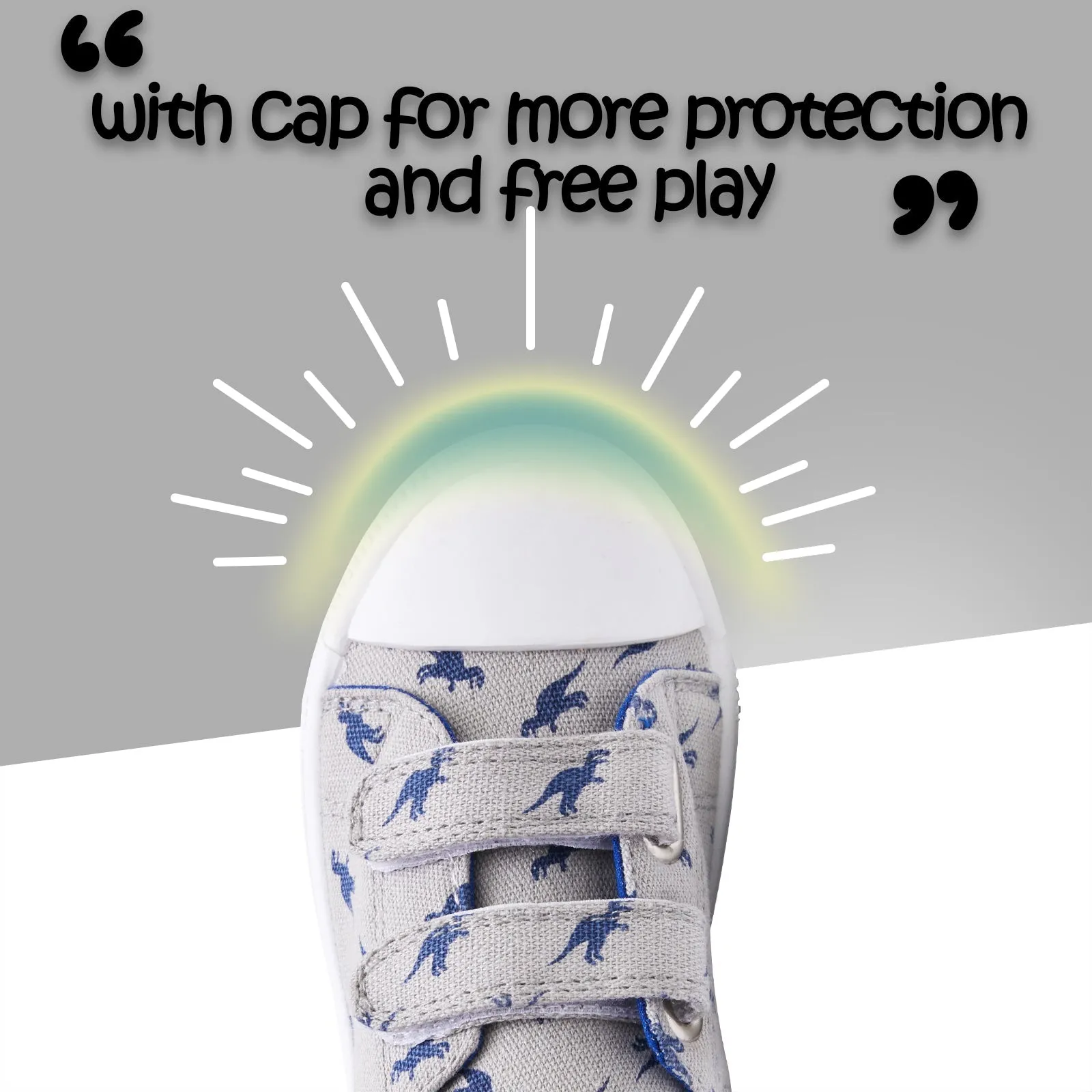 Blue Dinosaur Double Velcro Gray Walking Shoes