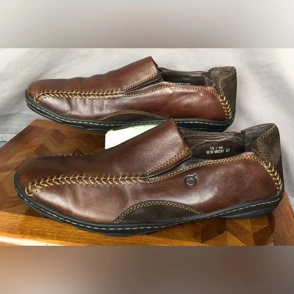 Born brown leather slip on shoes 10