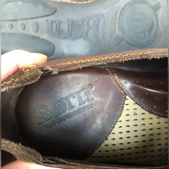 Born brown leather slip on shoes 10