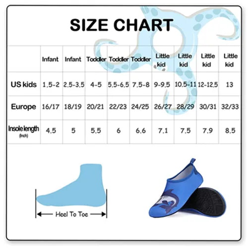 Boys and Girls Beach Water Shoes Blue Shark - Kkomforme