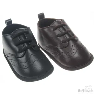 BOYS PU SHOES W/LACES: (B2022)