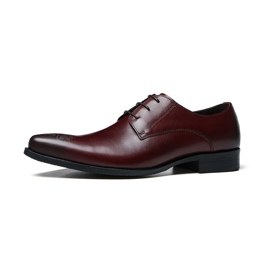 British Business Dress Leather Shoes Men's Breathable Genuine Cattlehide Leather Surface Casual Work Shoes Pointed Toe Carved Men's Shoes25829