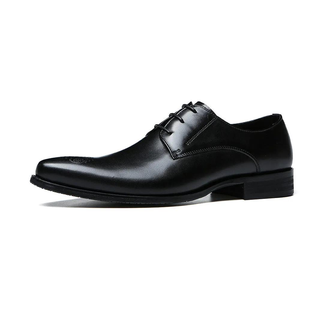 British Business Dress Leather Shoes Men's Breathable Genuine Cattlehide Leather Surface Casual Work Shoes Pointed Toe Carved Men's Shoes25829