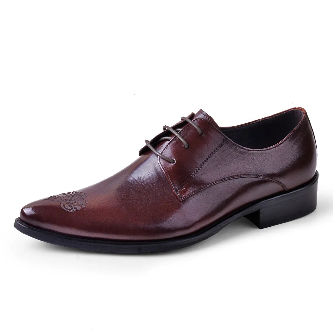 British Business Dress Leather Shoes Men's Breathable Genuine Cattlehide Leather Surface Casual Work Shoes Pointed Toe Carved Men's Shoes25829