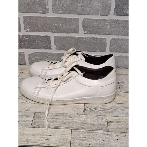 Bruno Magli Mens White Leather Casual Sneakers Shoes Size 10M‎