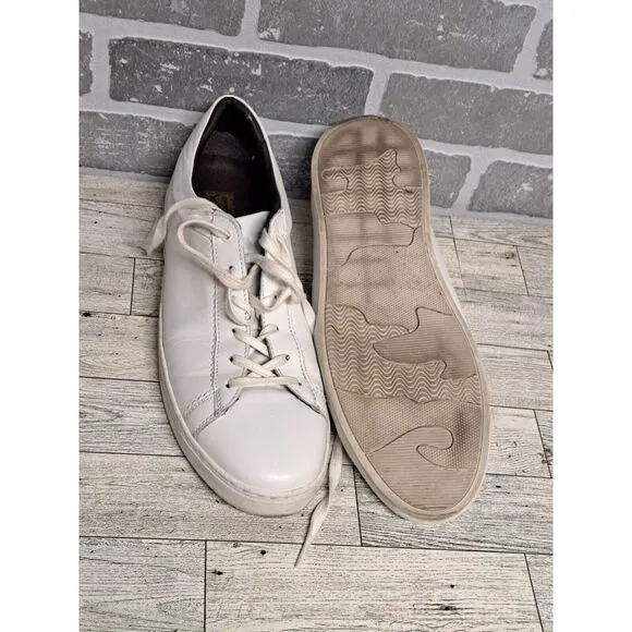 Bruno Magli Mens White Leather Casual Sneakers Shoes Size 10M‎