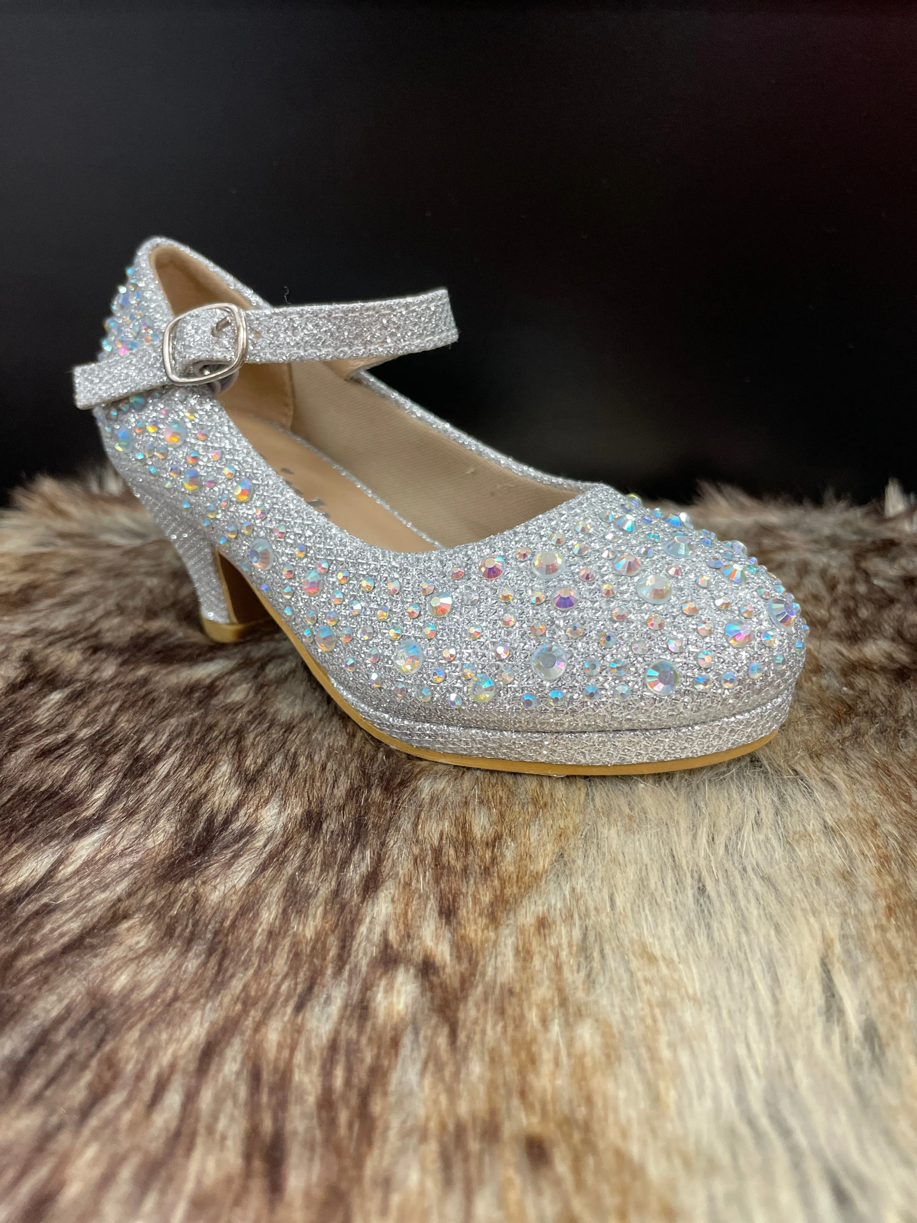 Cami Silver Rhinestone Girl Shoes
