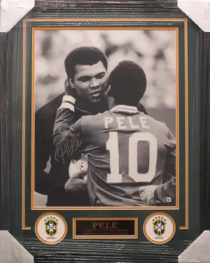 CBD Brazil National Team Pele Signed 16x20 Photo Framed & Matted with BECKETT COA