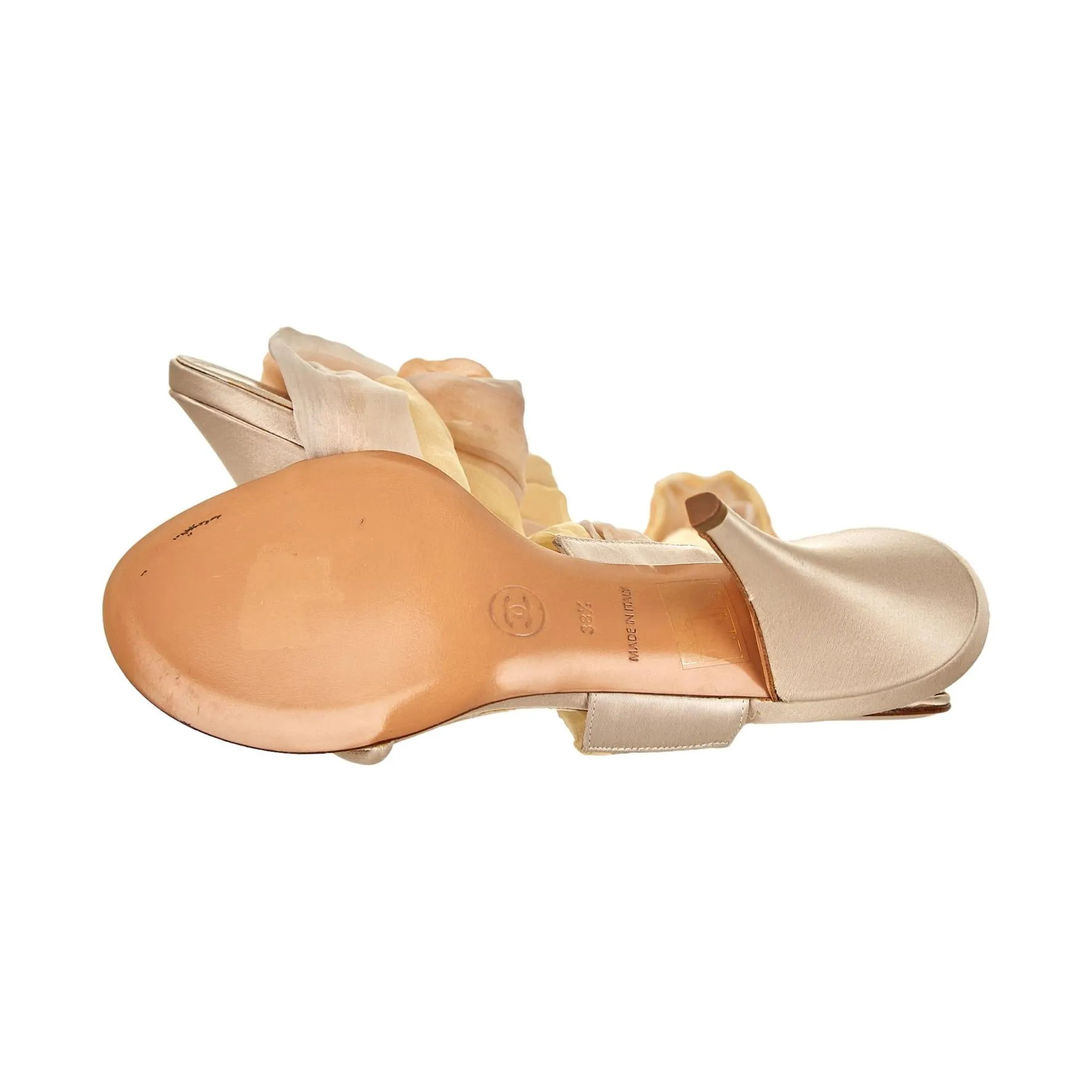 Chanel Baby Pink Quilted Wrap Heels