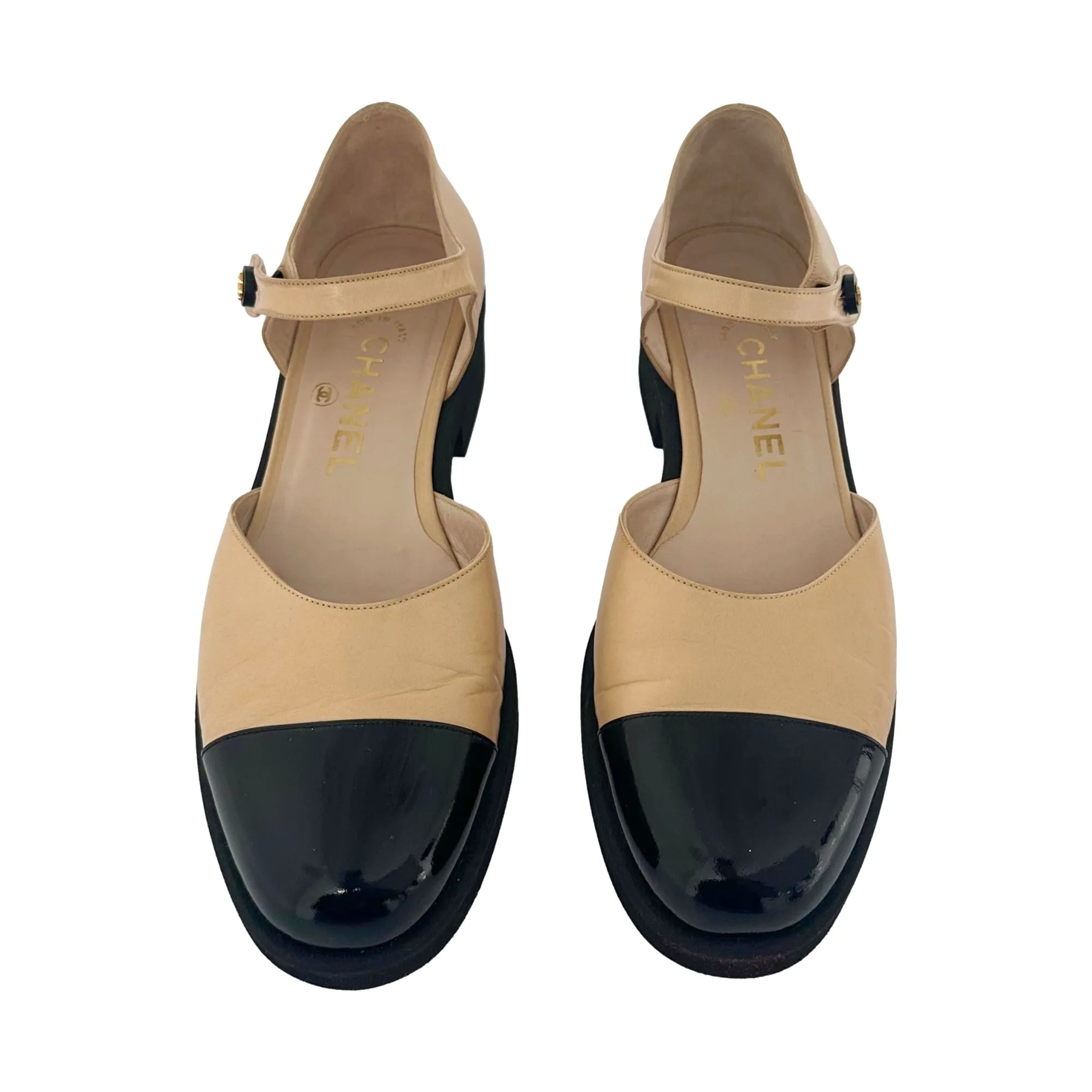Chanel Tan   Black Mary-Jane’s