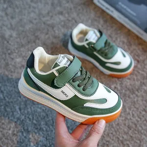 Children's Leather Upper Sneakers Middle Large Children's Casual Shoes Boys Girls Soft Sole Students Tennis Shoes
