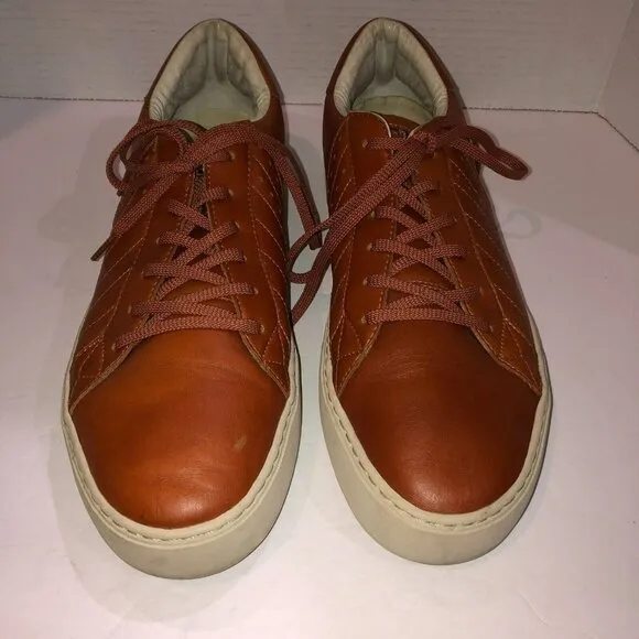 CLAE Diego Trainer Leather Lace Up Tennis Shoes Size 13 Caramel Brown Sneakers