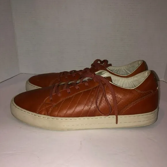 CLAE Diego Trainer Leather Lace Up Tennis Shoes Size 13 Caramel Brown Sneakers