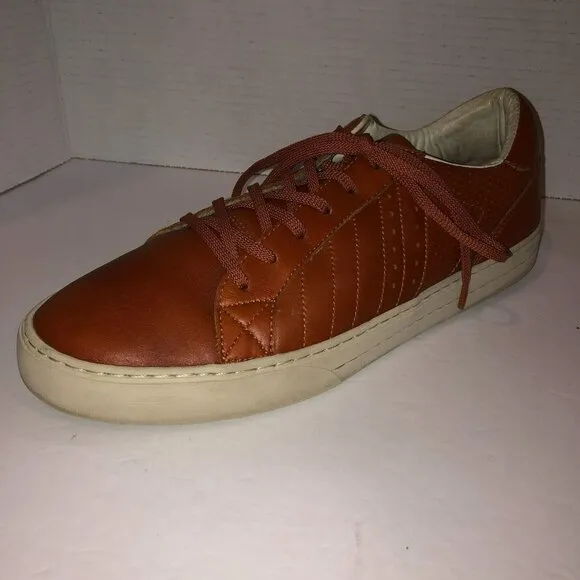 CLAE Diego Trainer Leather Lace Up Tennis Shoes Size 13 Caramel Brown Sneakers