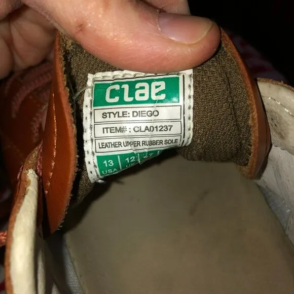 CLAE Diego Trainer Leather Lace Up Tennis Shoes Size 13 Caramel Brown Sneakers