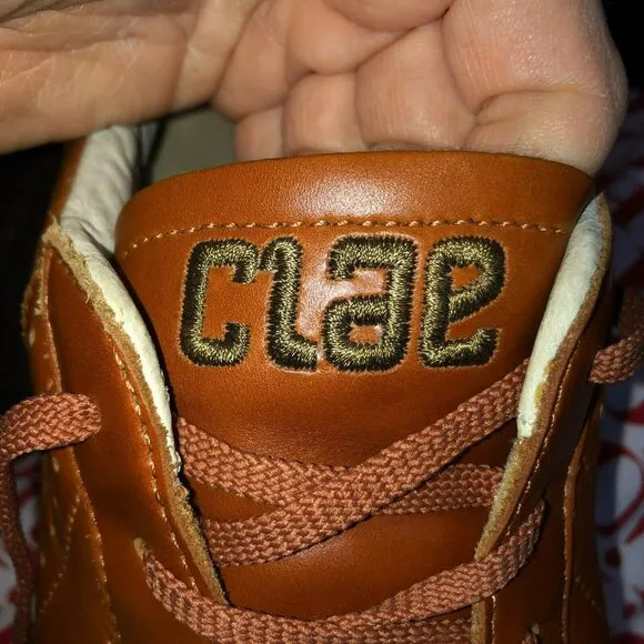 CLAE Diego Trainer Leather Lace Up Tennis Shoes Size 13 Caramel Brown Sneakers