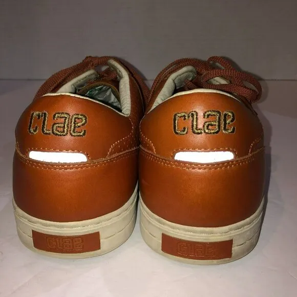 CLAE Diego Trainer Leather Lace Up Tennis Shoes Size 13 Caramel Brown Sneakers