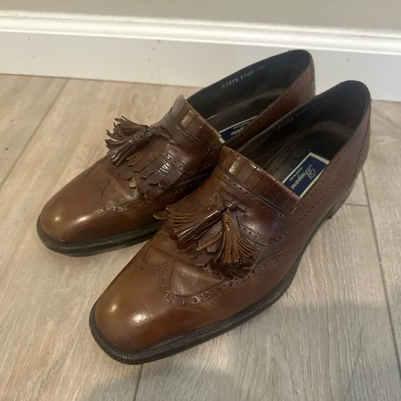 Cole‎ Haan Bragano Shoes Mens 11.5 D Brown Leather Loafer Tassel Made Italy