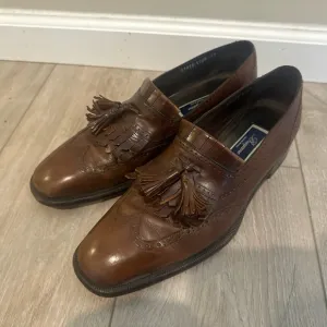 Cole‎ Haan Bragano Shoes Mens 11.5 D Brown Leather Loafer Tassel Made Italy