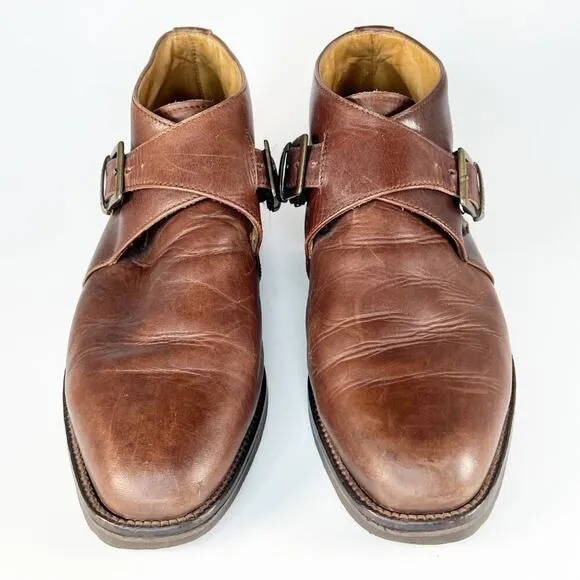 Cole Haan Brown Leather Monk Strap Ankle Boots Dress Shoes Men 10