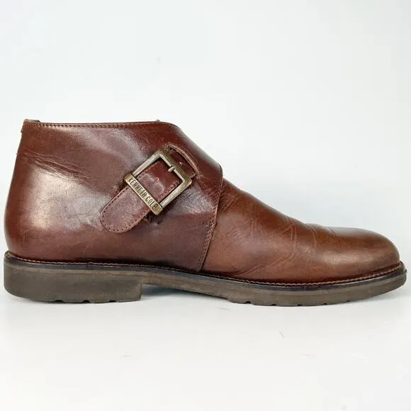 Cole Haan Brown Leather Monk Strap Ankle Boots Dress Shoes Men 10