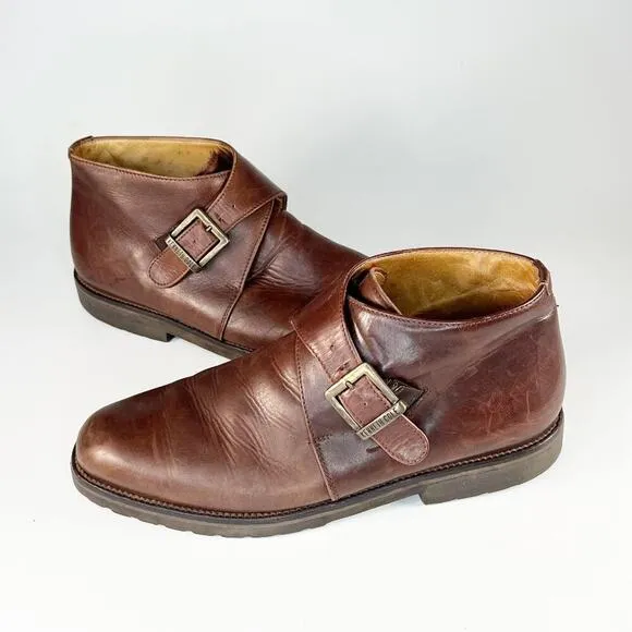 Cole Haan Brown Leather Monk Strap Ankle Boots Dress Shoes Men 10