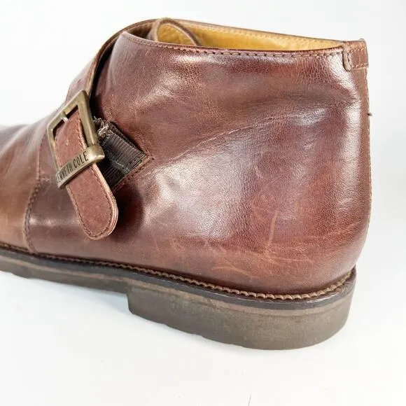 Cole Haan Brown Leather Monk Strap Ankle Boots Dress Shoes Men 10