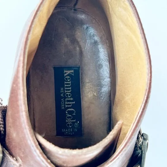 Cole Haan Brown Leather Monk Strap Ankle Boots Dress Shoes Men 10