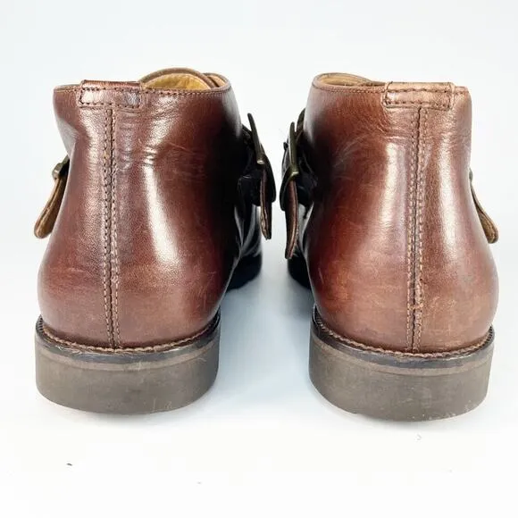Cole Haan Brown Leather Monk Strap Ankle Boots Dress Shoes Men 10