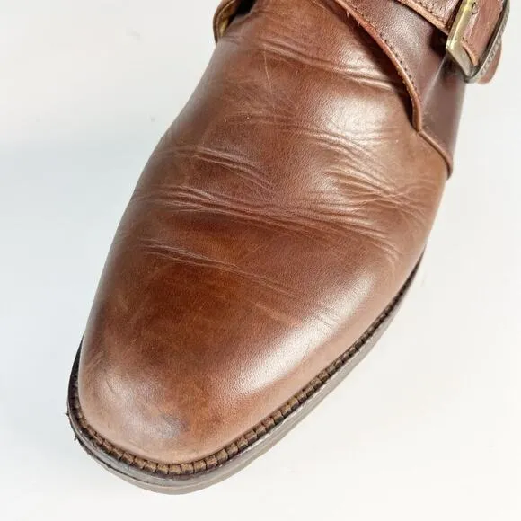 Cole Haan Brown Leather Monk Strap Ankle Boots Dress Shoes Men 10