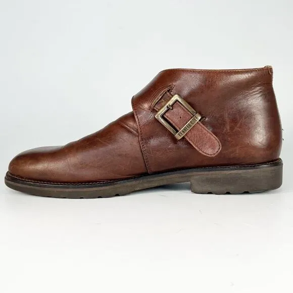 Cole Haan Brown Leather Monk Strap Ankle Boots Dress Shoes Men 10