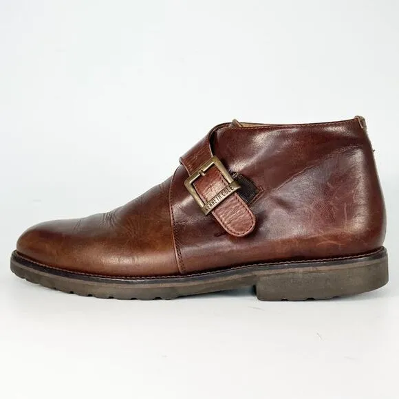 Cole Haan Brown Leather Monk Strap Ankle Boots Dress Shoes Men 10