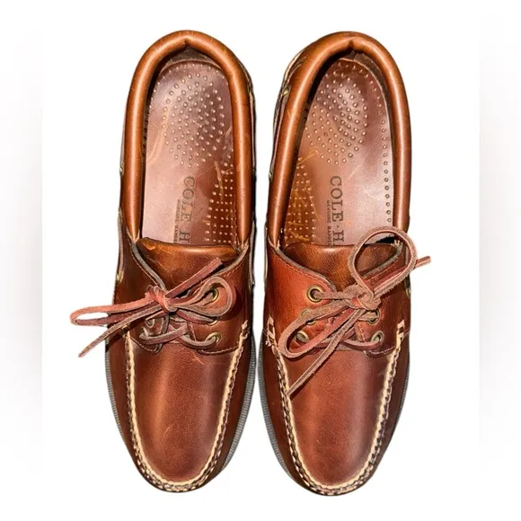 Cole Haan Genuine Handsewn Brown Leather Boat Shoes Men's 9.5