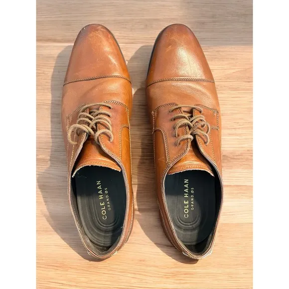 Cole Haan Grand ØS Men's Cap Toe Oxford Shoes Size 12 M - Tan Brown Leather