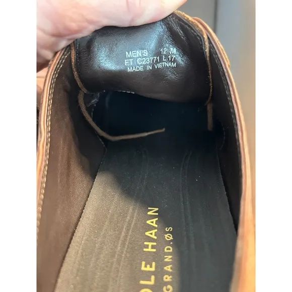 Cole Haan Grand ØS Men's Cap Toe Oxford Shoes Size 12 M - Tan Brown Leather