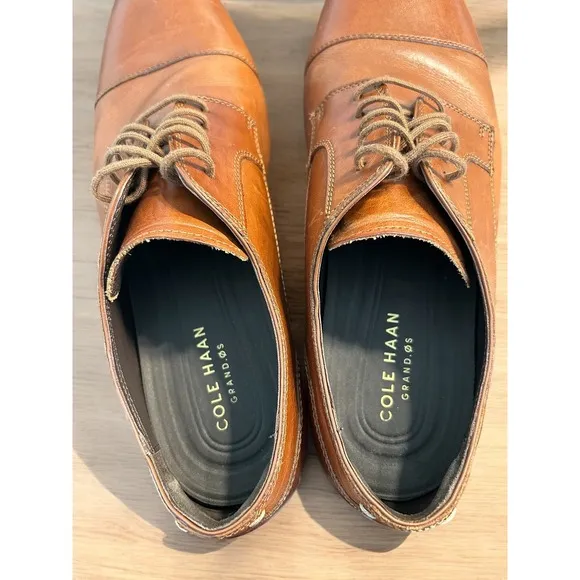 Cole Haan Grand ØS Men's Cap Toe Oxford Shoes Size 12 M - Tan Brown Leather