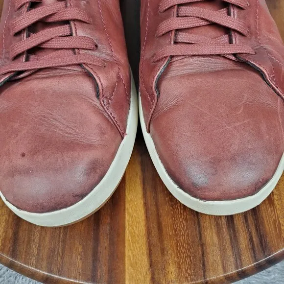 Cole Haan Grandpro Shoes Men's 11.5 M Red Brown Leather Lace Up Tennis Sneakers