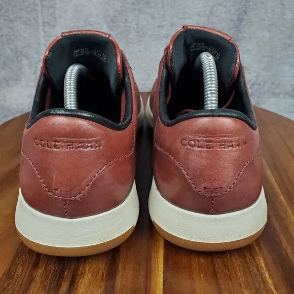Cole Haan Grandpro Shoes Men's 11.5 M Red Brown Leather Lace Up Tennis Sneakers