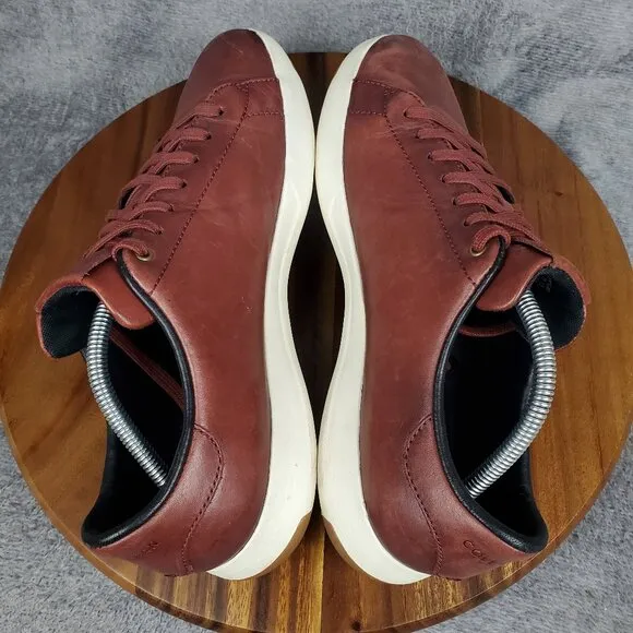 Cole Haan Grandpro Shoes Men's 11.5 M Red Brown Leather Lace Up Tennis Sneakers