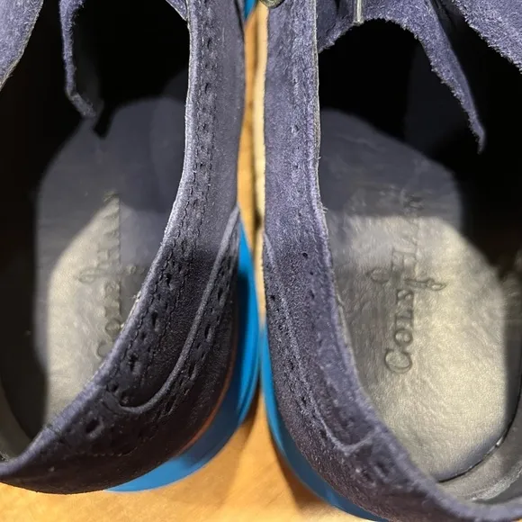Cole Haan Lunargrand Oxford Shoes Men's 13M Blue Suede Leather Wingtip  NWOT