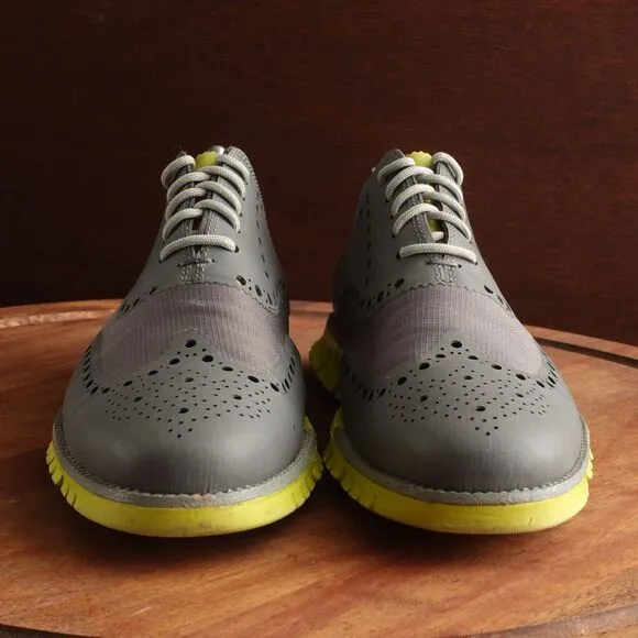 Cole Haan Oxfords Mens Size 9W Gray Neon Leather Lace Up Zerogrand Shoes C14011