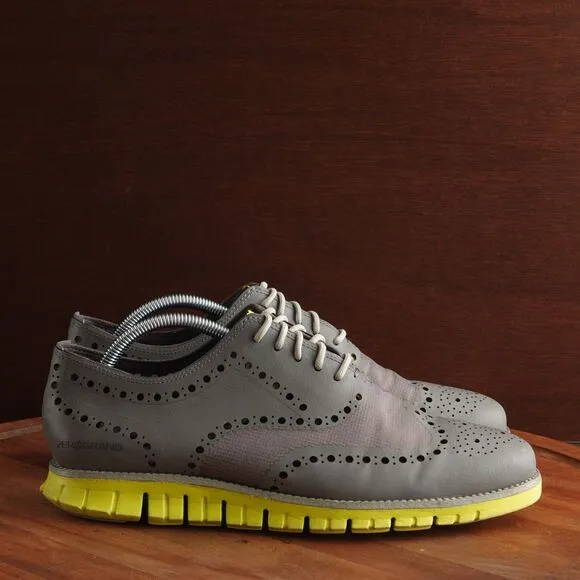 Cole Haan Oxfords Mens Size 9W Gray Neon Leather Lace Up Zerogrand Shoes C14011