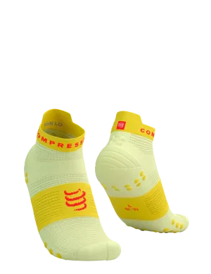 Compressport Unisex's Pro Racing Socks v4.0 Run Low - Elf Yellow/Fluo Red