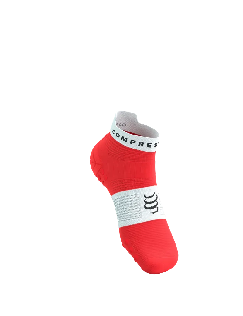Compressport Unisex's Pro Racing Socks v4.0 Run Low - Fluo Red/White