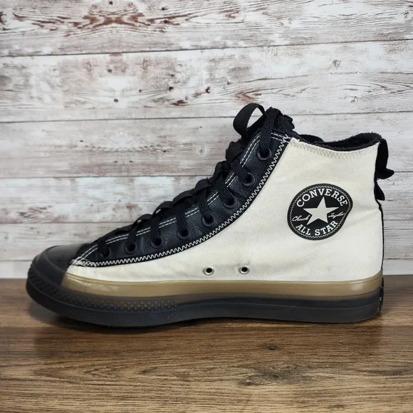 Converse Mens CX Explore Hi Counter Climate Fur Lined Black White Shoes 11.5