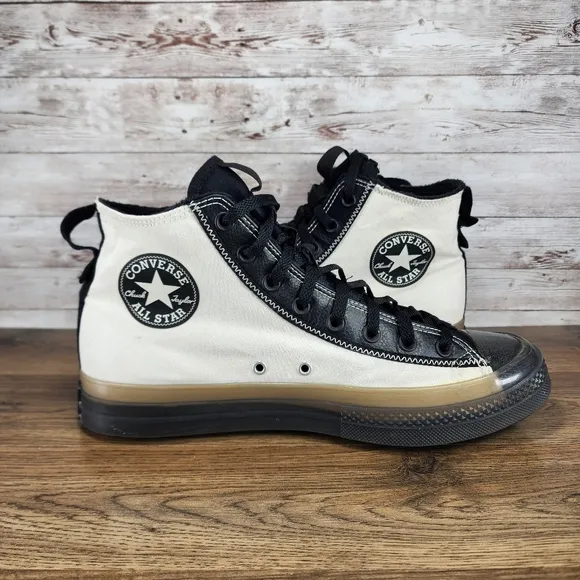 Converse Mens CX Explore Hi Counter Climate Fur Lined Black White Shoes 11.5