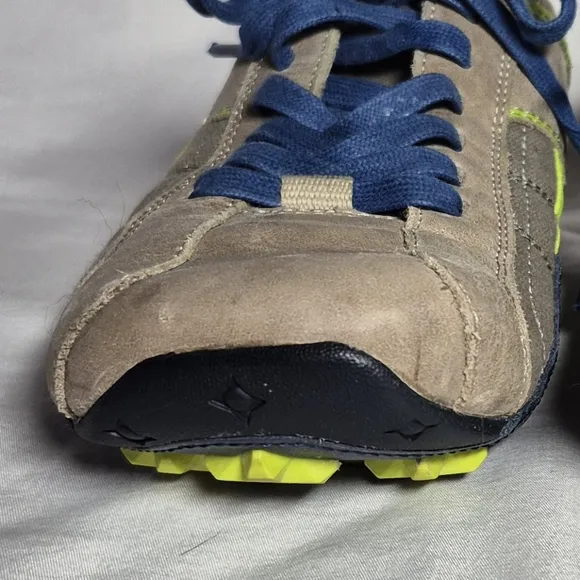 Diesel Auriga vintage Y2K leather athletic trainer shoes tan blue yellow mens 8