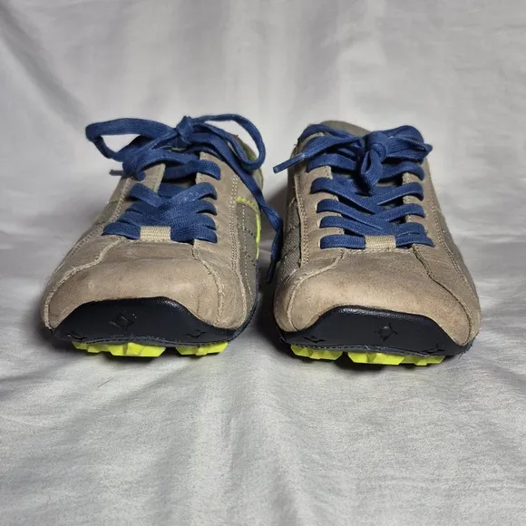 Diesel Auriga vintage Y2K leather athletic trainer shoes tan blue yellow mens 8