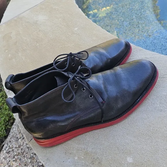 Donald J Pliner Black Leather Men's Shoes with Red Soles EYES-E6 15M