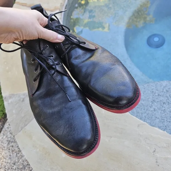 Donald J Pliner Black Leather Men's Shoes with Red Soles EYES-E6 15M